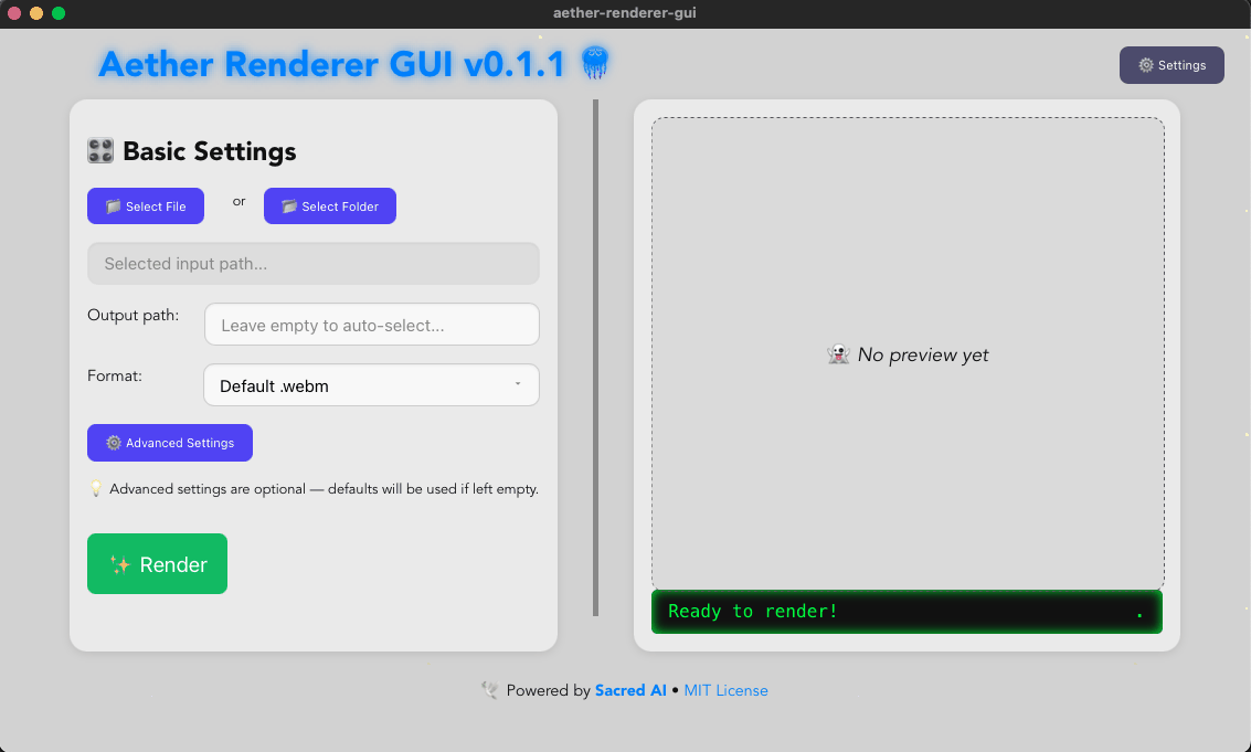 Aether Renderer GUI Dark Theme Preview